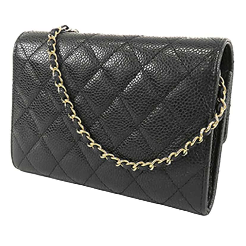 Chanel Classic Caviar Flap Wallet on Chain Black Leather Good condition - Back View