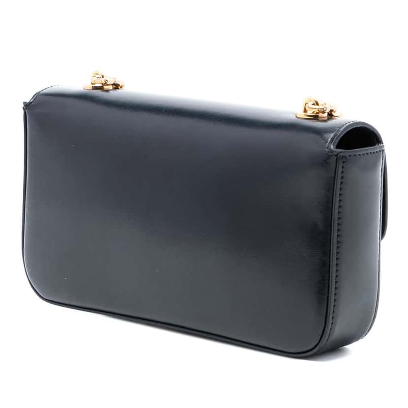 Celine Smooth Calfskin Cuir Triomphe Chain Shoulder Bag Black Leather Very good condition - Back View