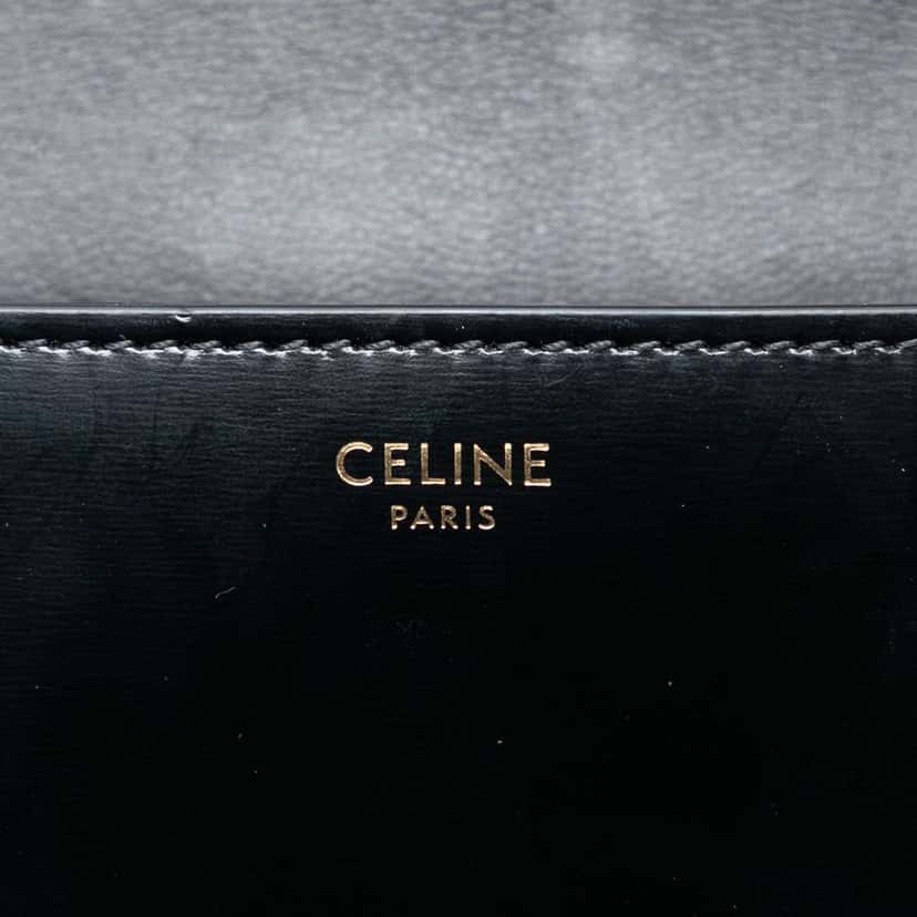 Celine Smooth Calfskin Cuir Triomphe Chain Shoulder Bag Black Leather Very good condition - Box View