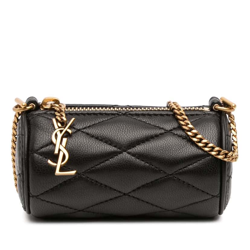 Saint Laurent Micro Quilted Lambskin Sade Tube Bag Black Leather Good condition - Front View