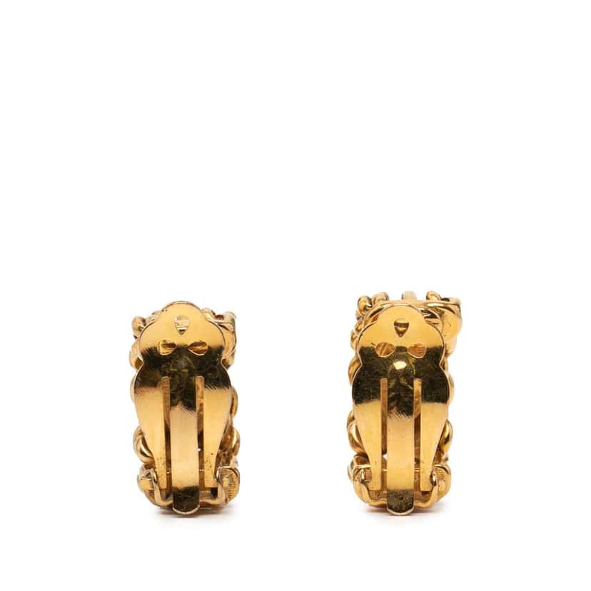 Chanel CC Gold Plated Chain Hoop Clip On Earrings Gold Metal Good condition - Back View