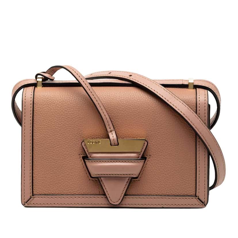 Loewe Mini Grained Calfskin Barcelona Crossbody Brown Leather Very good condition - Front View