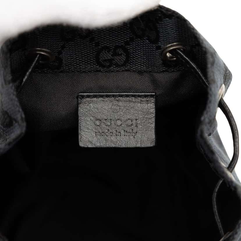 Gucci GG Canvas Drawstring Bucket Bag Black Canvas Good condition - Box View