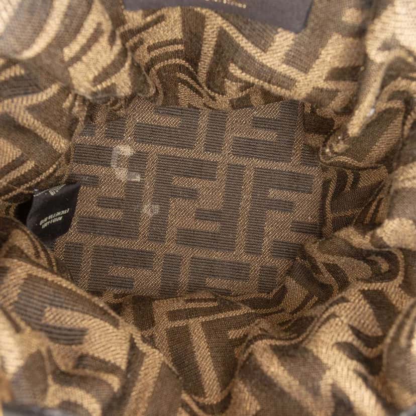 Fendi Mini Quilted Silk FF 1974 Mon Tresor Bucket Bag Brown Silk Very good condition - Model View