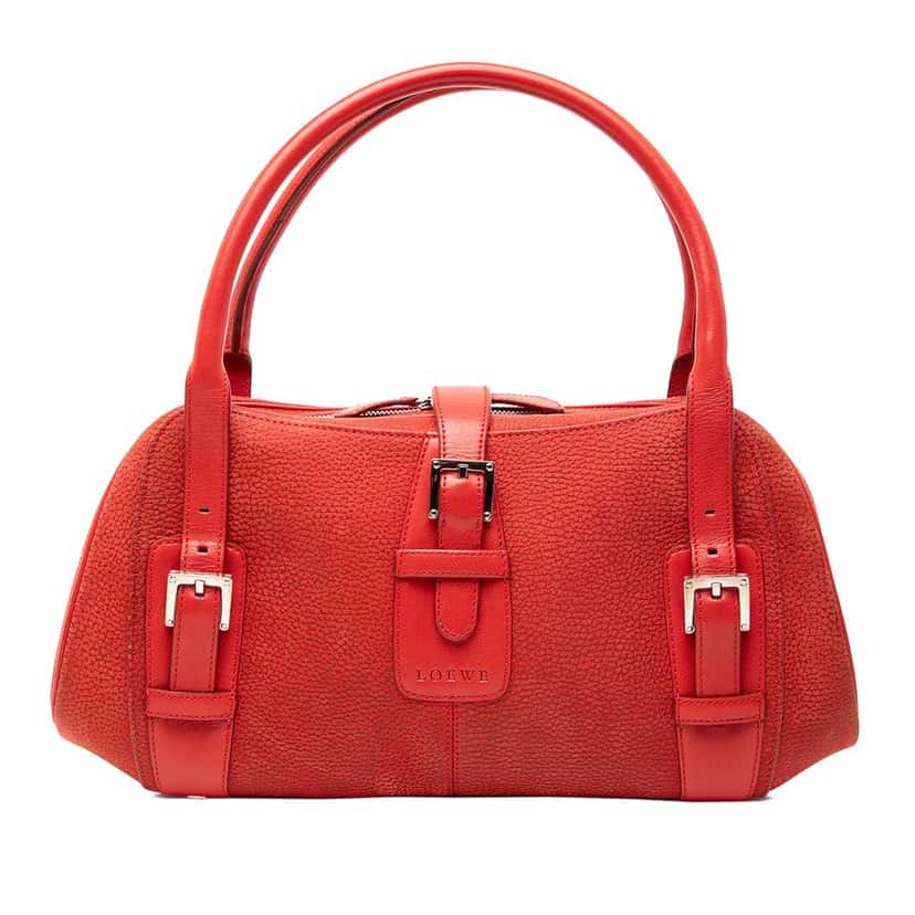 Loewe Nubuck Senda Handbag Red Leather Very good condition - Front View