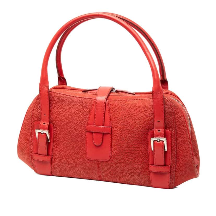 Loewe Nubuck Senda Handbag Red Leather Very good condition - Back View