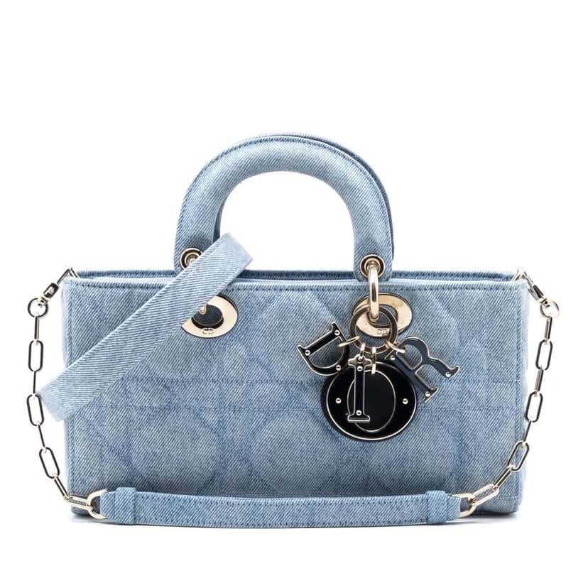 Dior Medium Denim Macrocannage Lady D Joy Blue Denim Very good condition - Front View