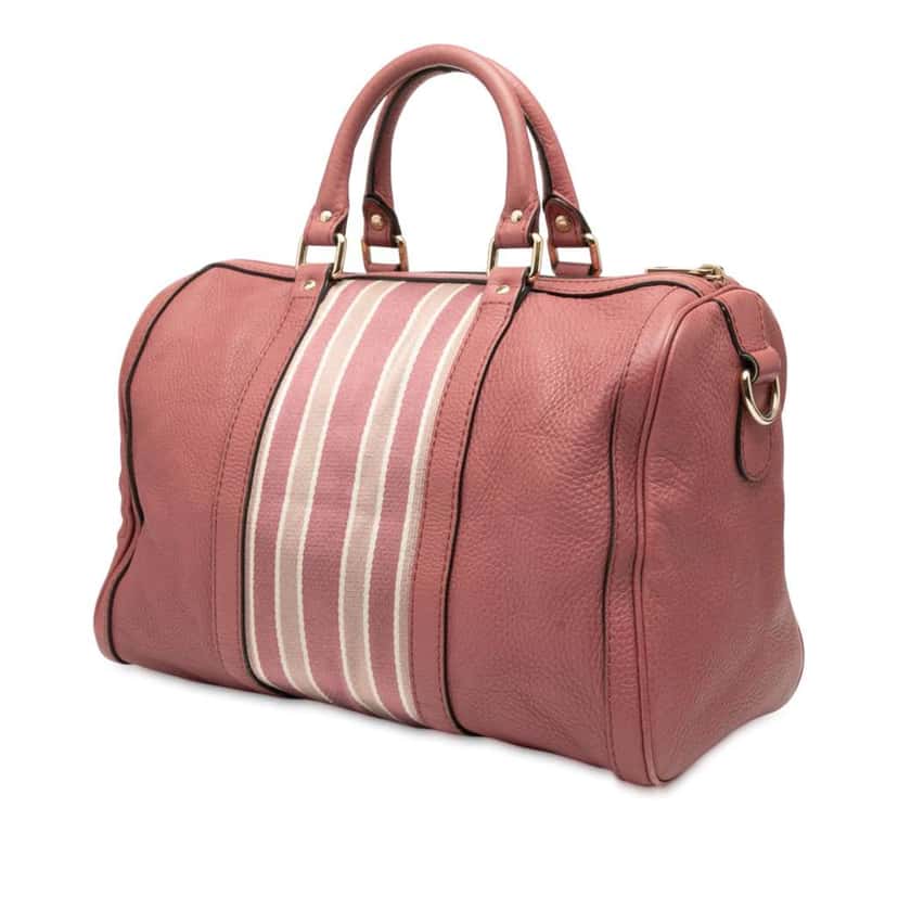 Gucci Medium Calfskin Web Joy Boston Bag Pink Leather Very good condition - Back View