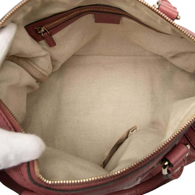 Gucci Medium Calfskin Web Joy Boston Bag Pink Leather Very good condition - Model View