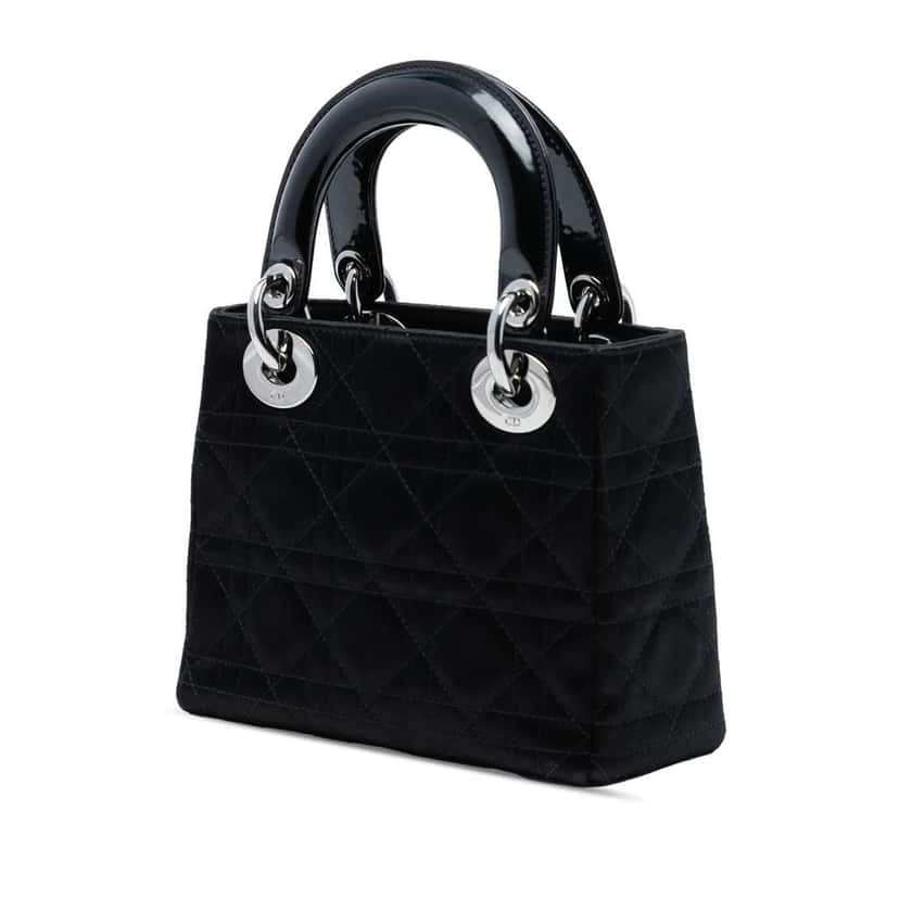 Dior Mini Satin Cannage Lady Dior Black Satin Good condition - Back View