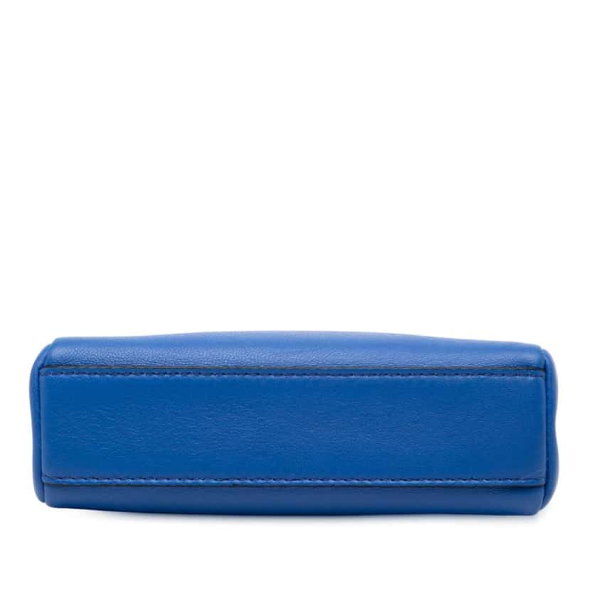 Fendi Micro Shiny Nappa Peekaboo Iconic Satchel Blue Leather Very good condition - Inside View