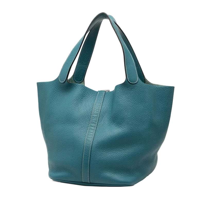 Hermès Clemence Picotin Lock 22 Blue Leather Good condition - Back View