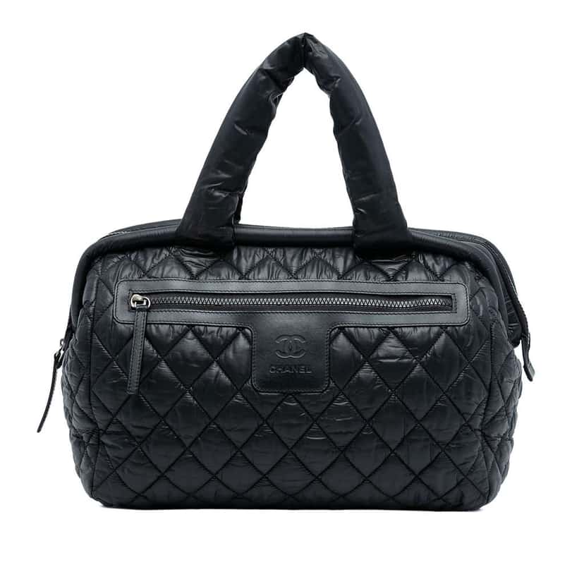 Chanel Quilted Nylon Coco Cocoon Bowler Bag Black Very good condition - Front View