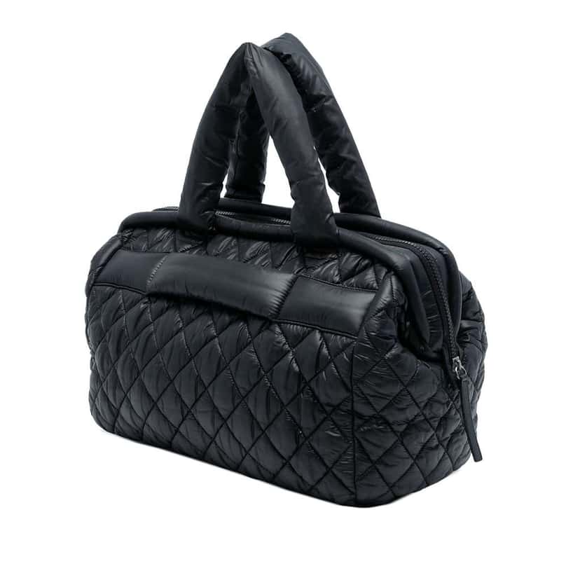 Chanel Quilted Nylon Coco Cocoon Bowler Bag Black Very good condition - Back View