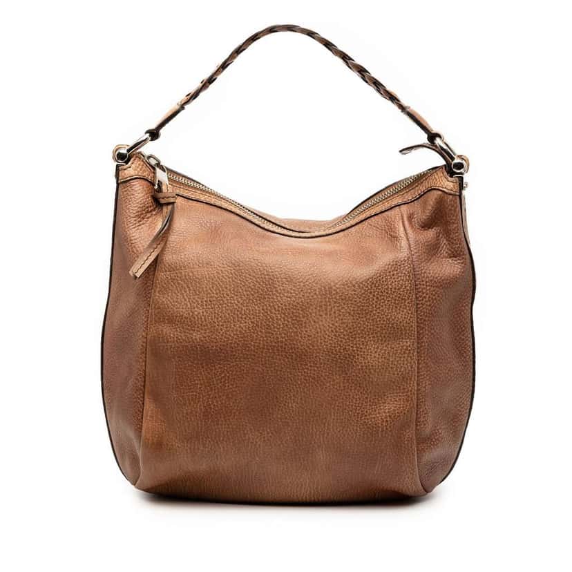 Gucci Leather Bamboo Shoulder Bag Brown Leather Very good condition - Front View