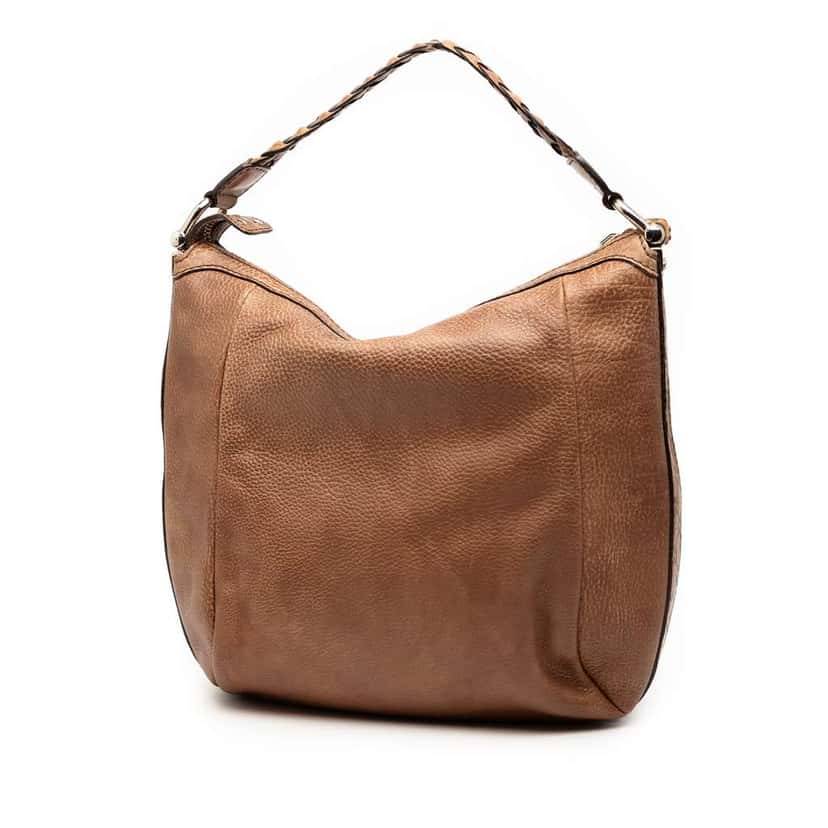 Gucci Leather Bamboo Shoulder Bag Brown Leather Very good condition - Back View