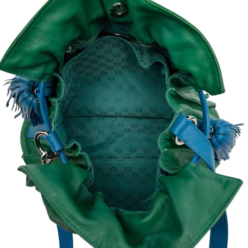 Loewe Bicolor Nappa Flamenco Tassel 30 Crossbody Green Leather Very good condition - Model View