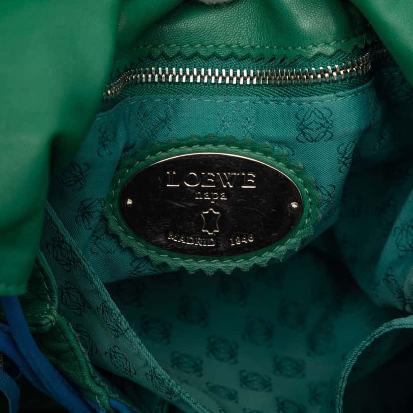 Loewe Bicolor Nappa Flamenco Tassel 30 Crossbody Green Leather Very good condition - Box View