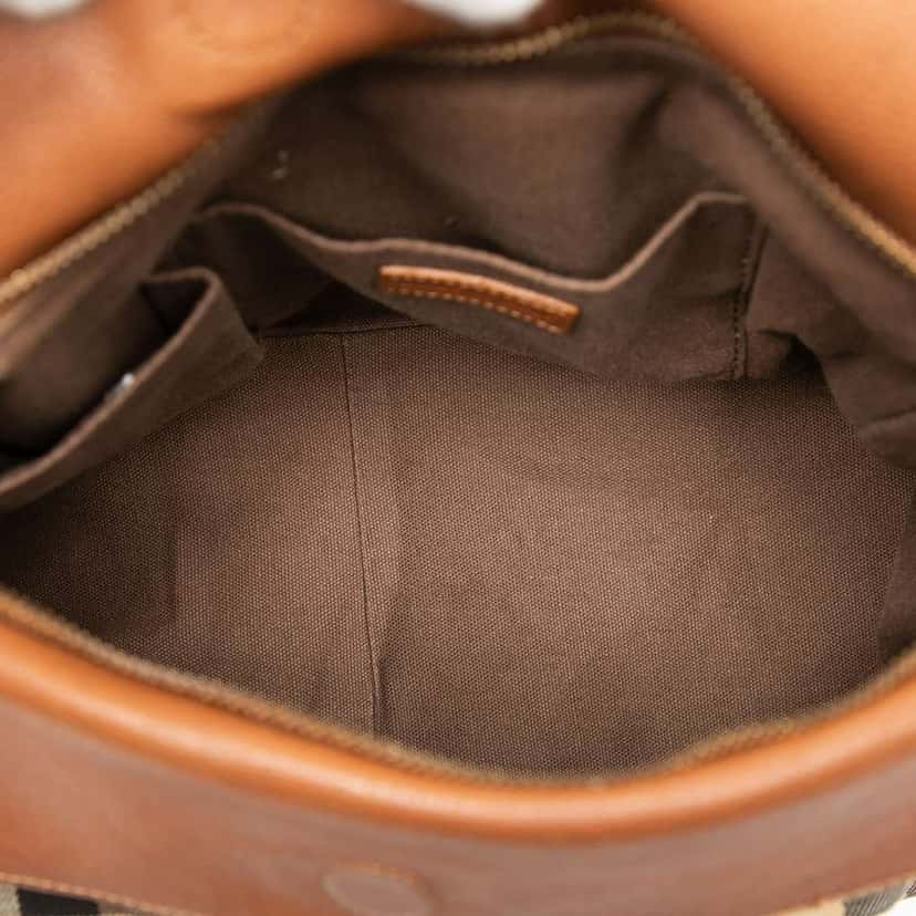 Burberry Leather Trimmed House Check Canvas Handbag Brown Canvas Very good condition - Model View
