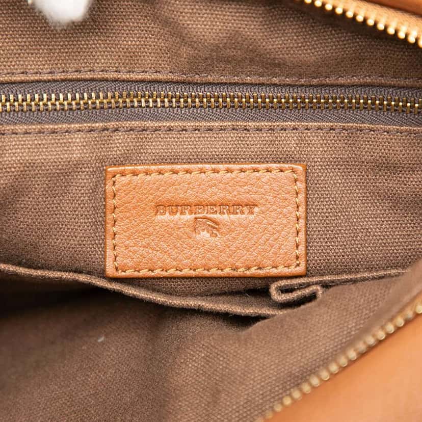 Burberry Leather Trimmed House Check Canvas Handbag Brown Canvas Very good condition - Box View
