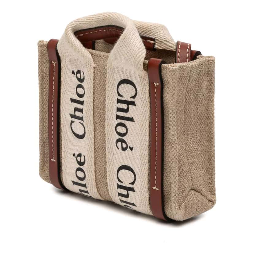 Chloé Nano Canvas Woody Satchel Brown Canvas Good condition - Back View