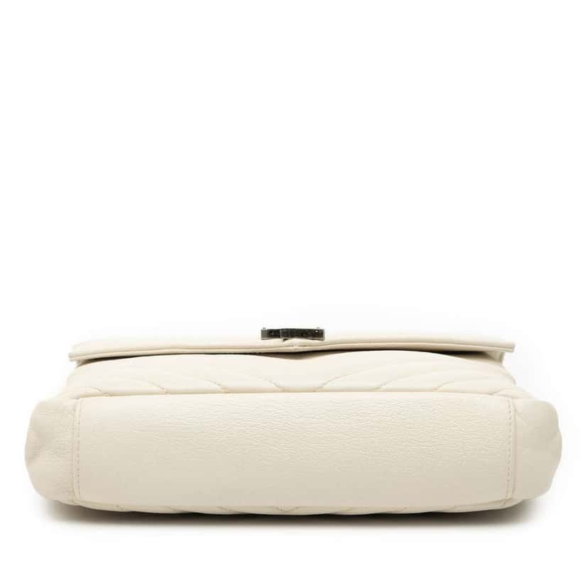 Saint Laurent Medium Chevron Sheepskin Monogram College Satchel White Leather Very good condition - Inside View