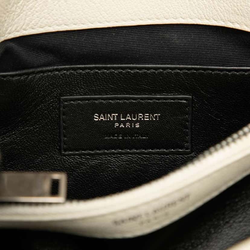 Saint Laurent Medium Chevron Sheepskin Monogram College Satchel White Leather Very good condition - Box View