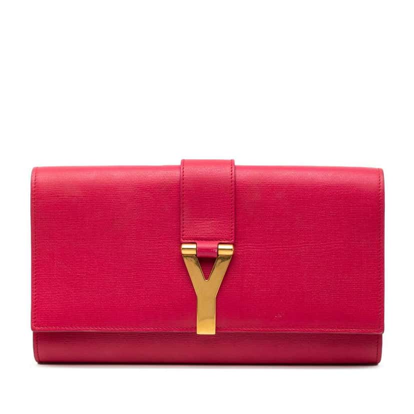 Saint Laurent Leather Chyc Ligne Clutch Pink Leather Very good condition - Front View