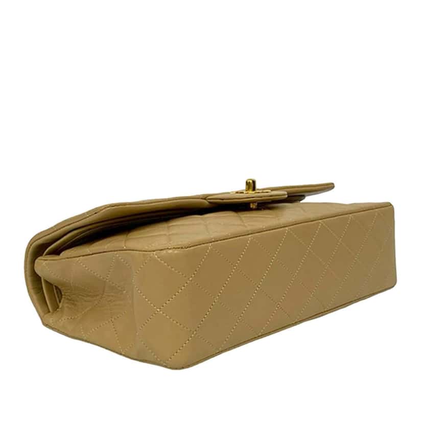 Chanel Medium Classic Lambskin Double Flap Brown Leather Good condition - Inside View