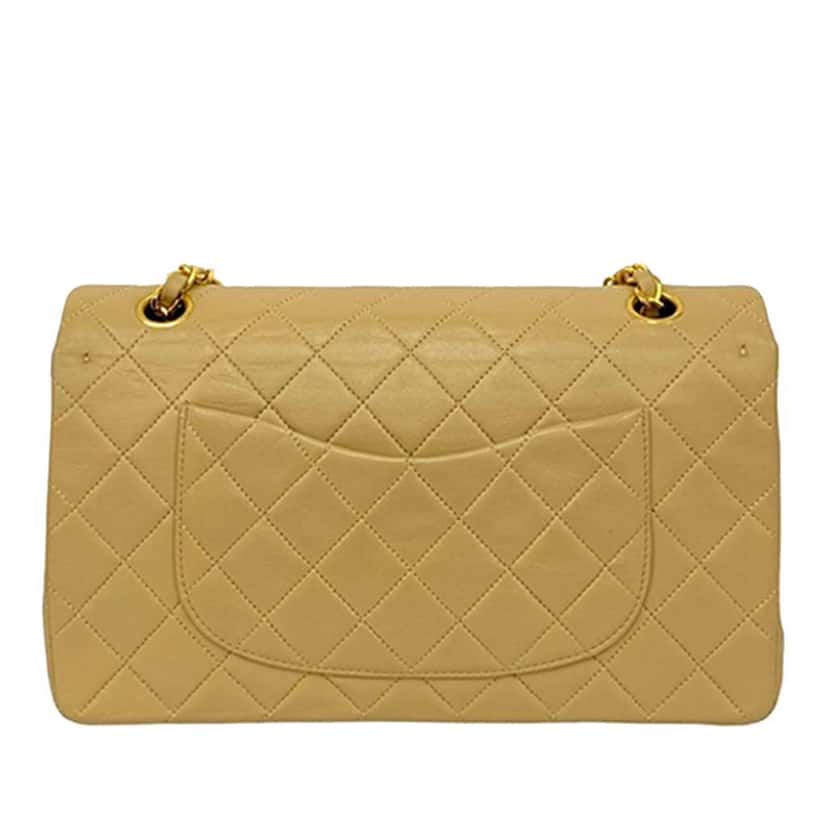 Chanel Medium Classic Lambskin Double Flap Brown Leather Good condition - Model View