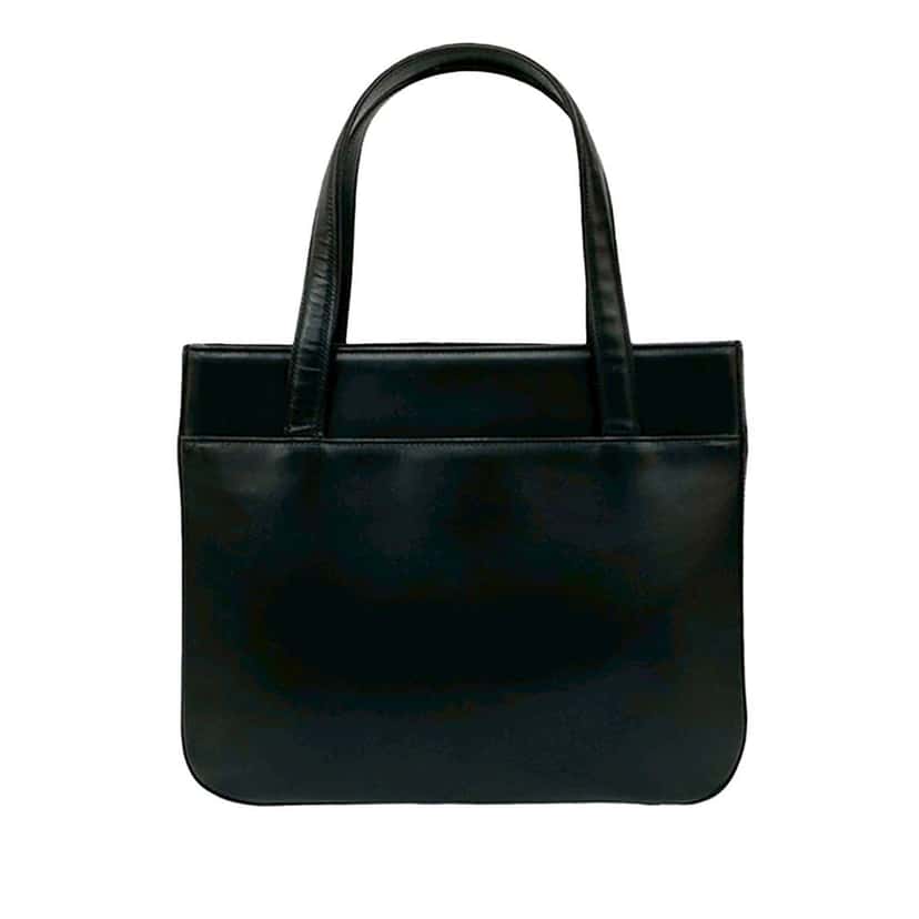 Burberry House Check Trimmed Leather Handbag Black Leather Good condition - Back View