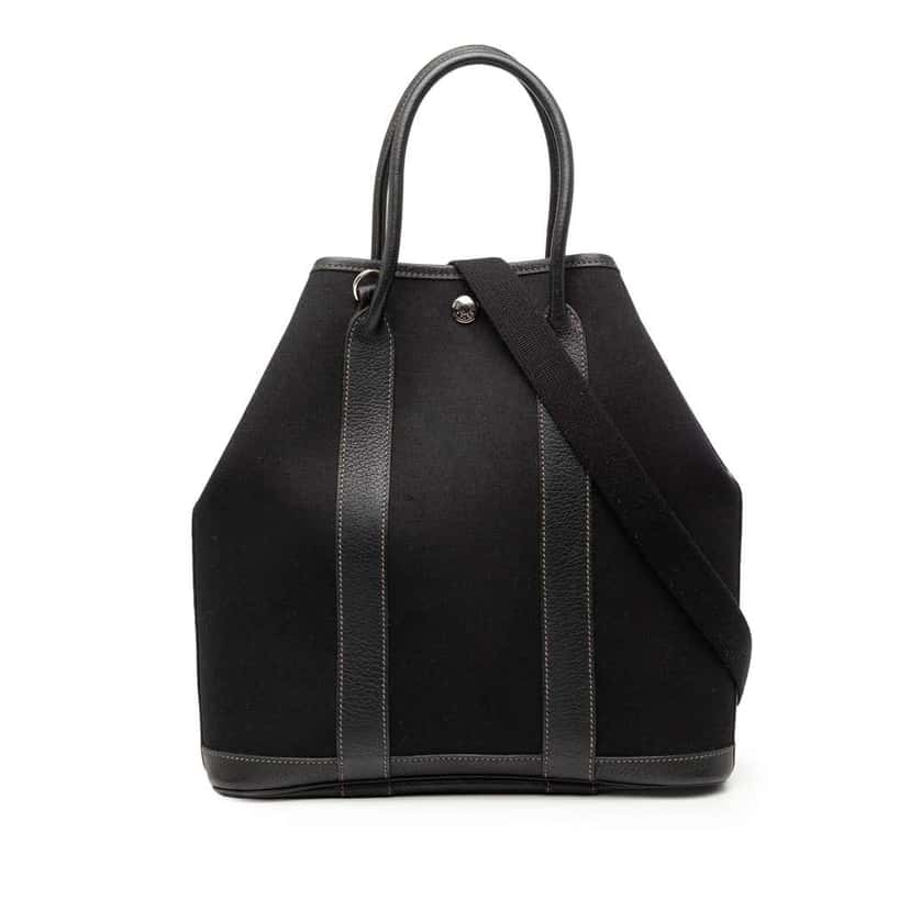 Hermès Toile and Negonda Garden File 28 Black Canvas Good condition - Front View