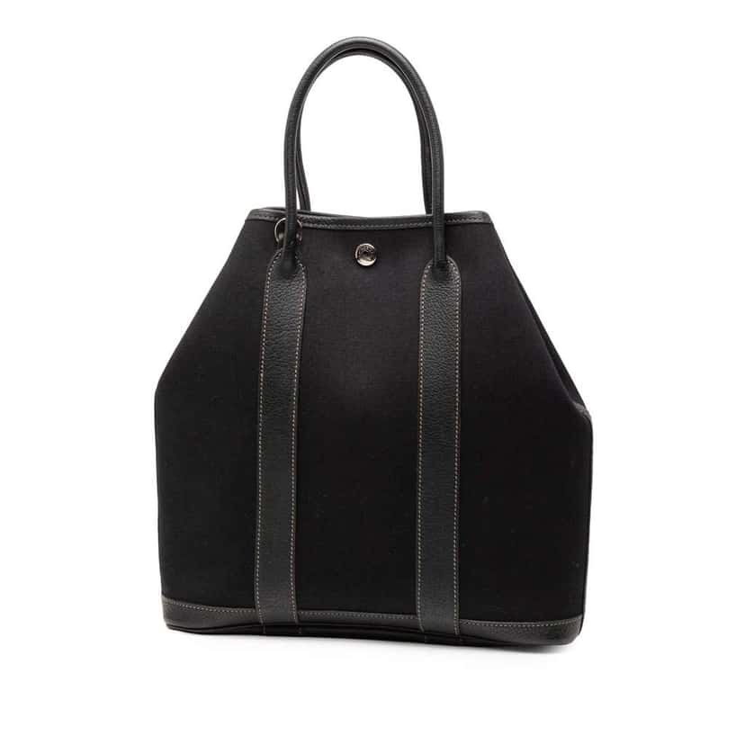 Hermès Toile and Negonda Garden File 28 Black Canvas Good condition - Back View