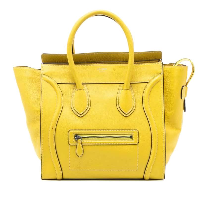 Celine Mini Calfskin Luggage Tote Yellow Leather Good condition - Front View