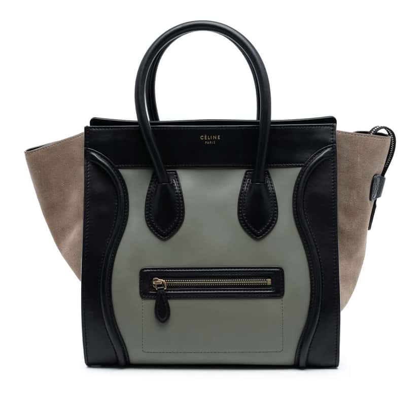 Celine Mini Tricolor Leather Luggage Tote Green Leather Good condition - Front View