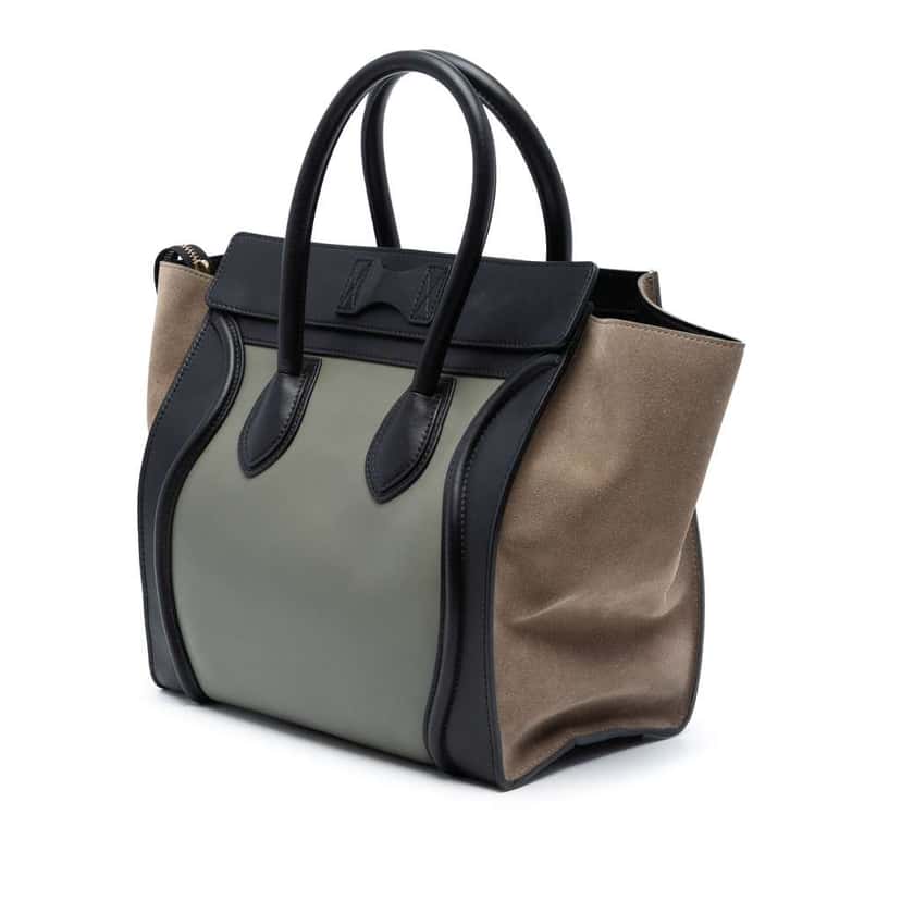 Celine Mini Tricolor Leather Luggage Tote Green Leather Good condition - Back View