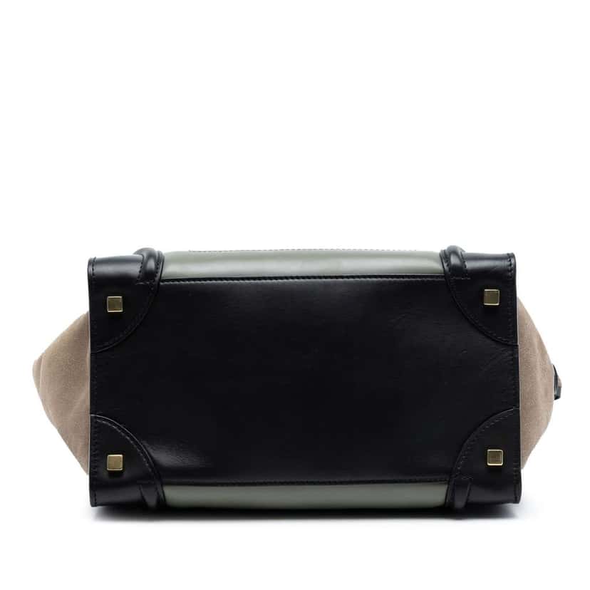 Celine Mini Tricolor Leather Luggage Tote Green Leather Good condition - Inside View