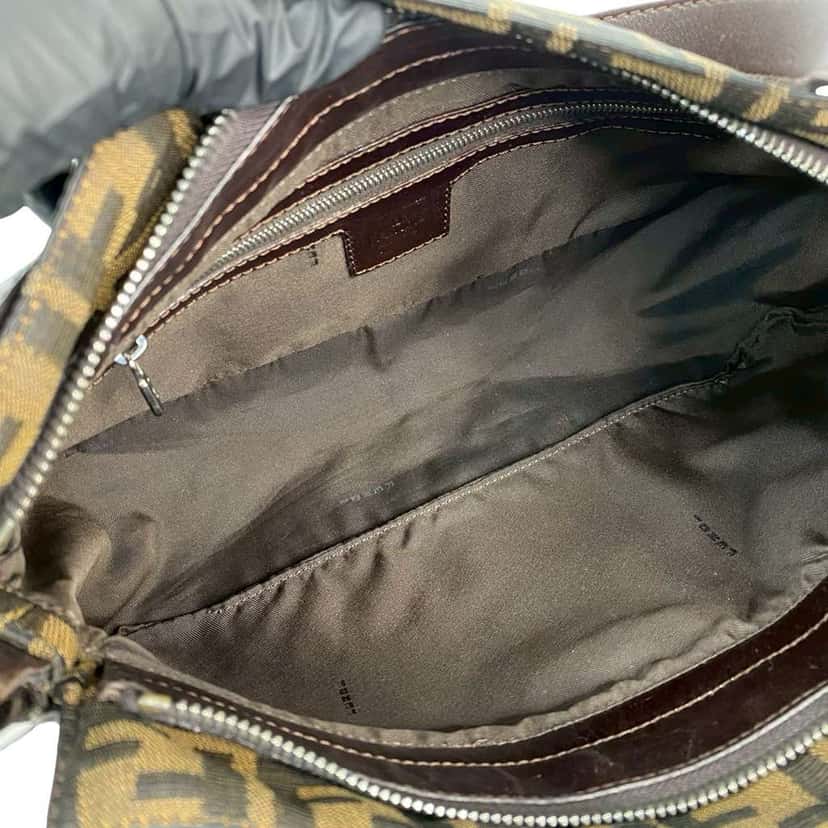 Fendi Zucca Canvas Shoulder Bag Brown Canvas Good condition - Inside View
