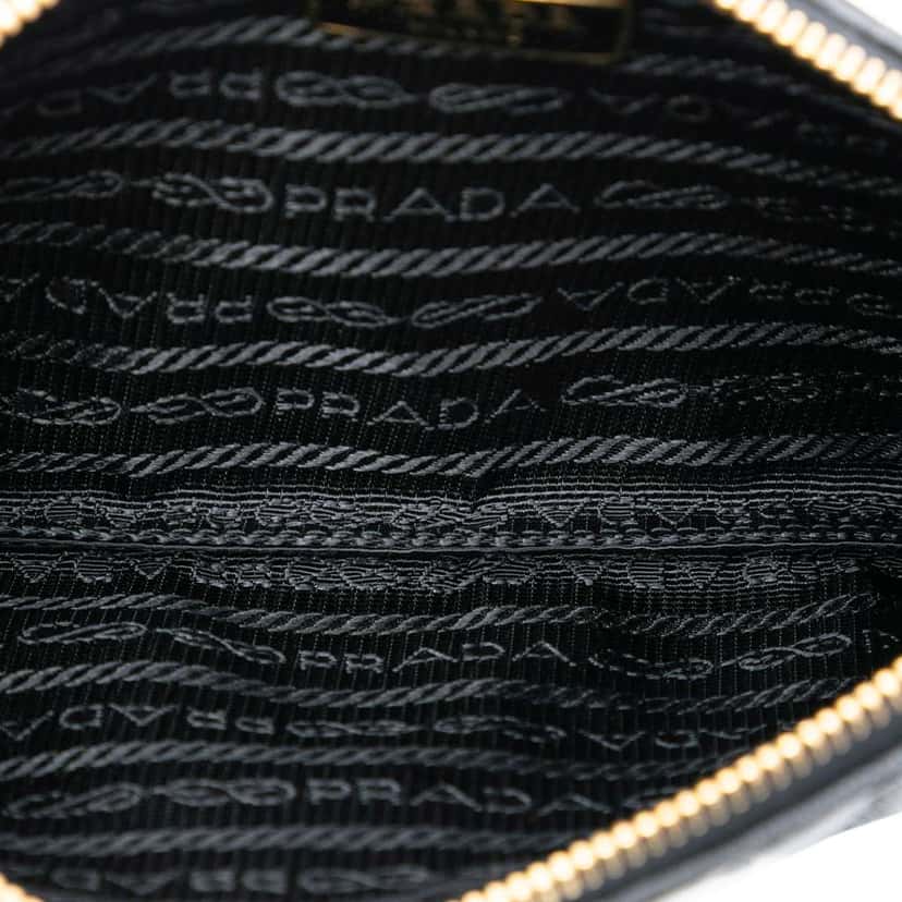 Prada Nappa Gaufre Pouch Black Leather Good condition - Model View