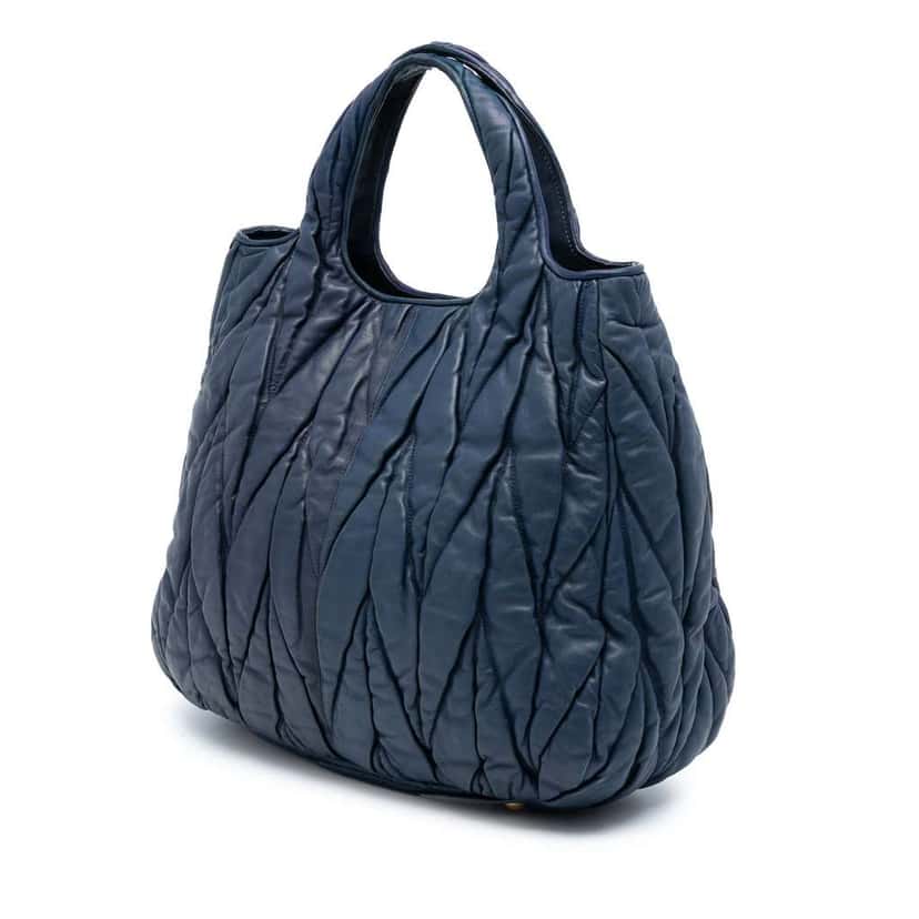 Miu Miu Matelasse Nappa Satchel Blue Leather Fair condition - Back View