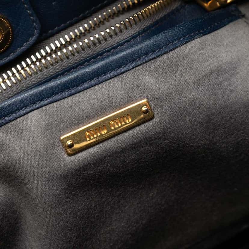 Miu Miu Matelasse Nappa Satchel Blue Leather Fair condition - Box View