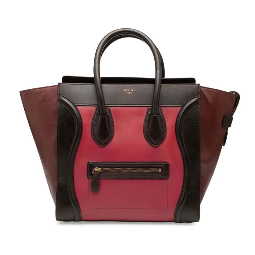 Celine Mini Tricolor Leather Luggage Tote Red Leather Good condition - Front View