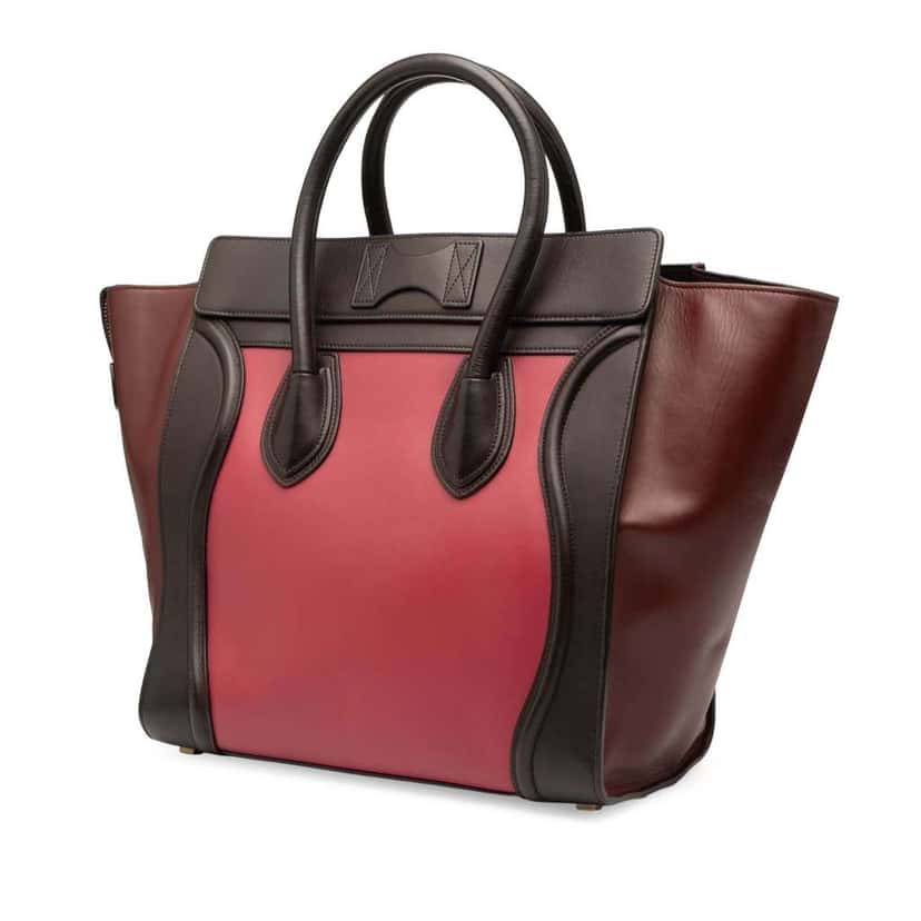 Celine Mini Tricolor Leather Luggage Tote Red Leather Good condition - Back View