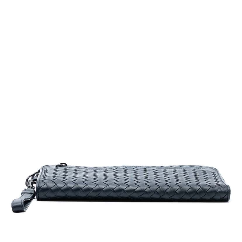 Bottega Veneta Nappa Intrecciato Clutch Blue Leather Good condition - Inside View