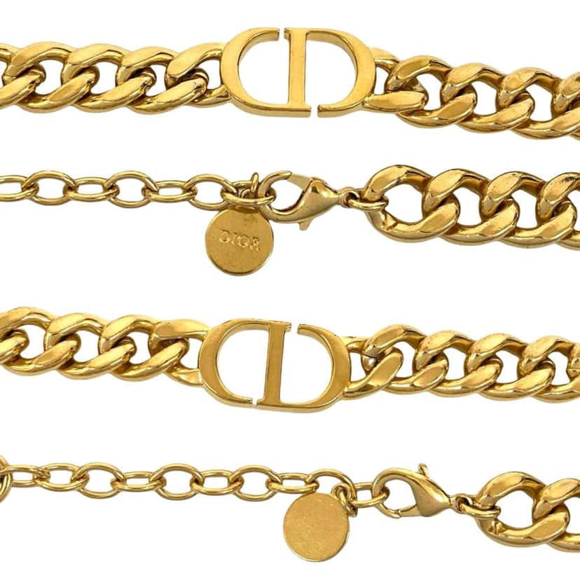 Dior Gold Plated CD Logo Chain Link Necklace Gold Metal Good condition - Inside View