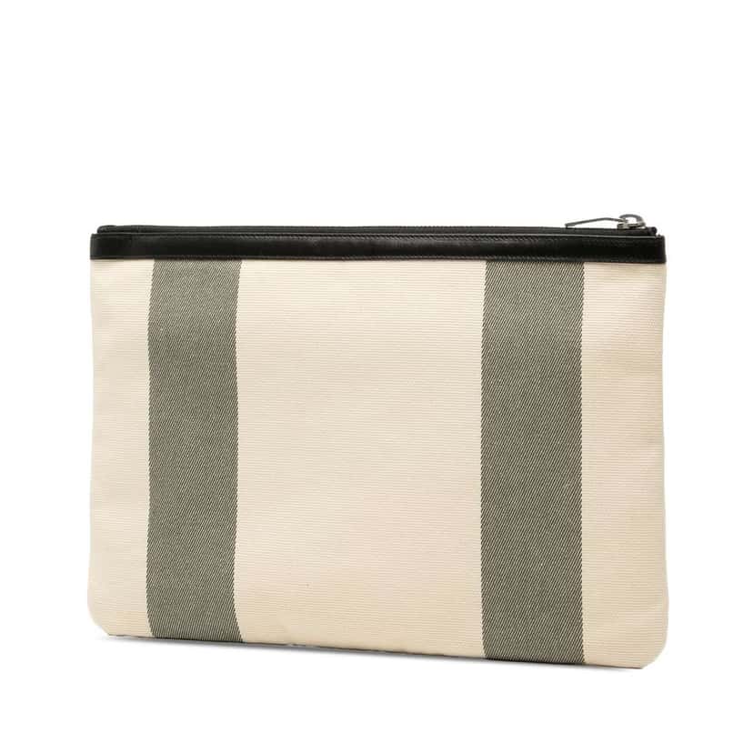 Saint Laurent Canvas Beach Zip Clutch White Canvas Very good condition - Back View