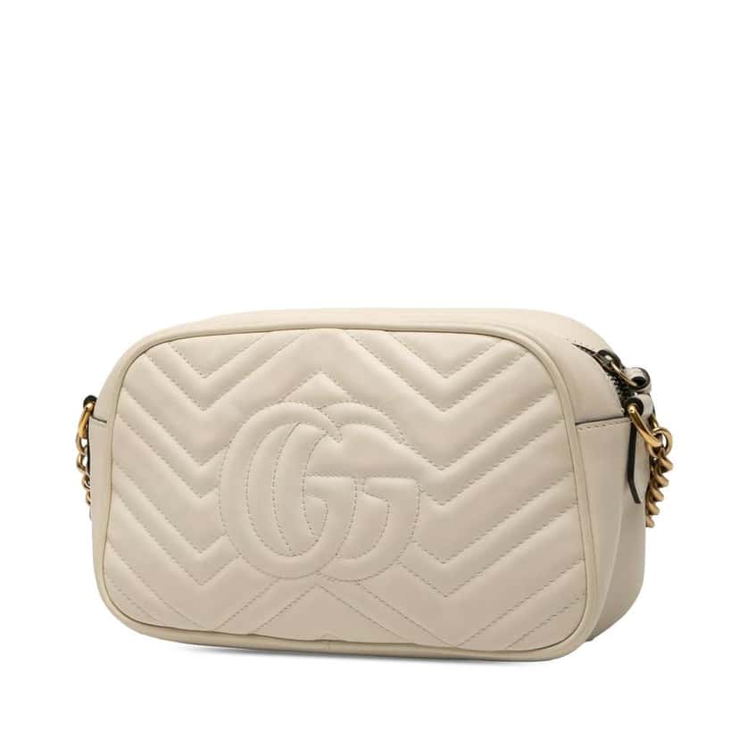 Gucci Small GG Marmont Matelasse Leather Crossbody White Leather Very good condition - Back View