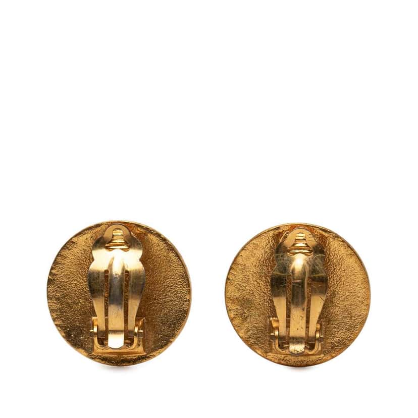 Chanel CC Gold Plated Round Clip On Earrings Gold Metal Very good condition - Back View