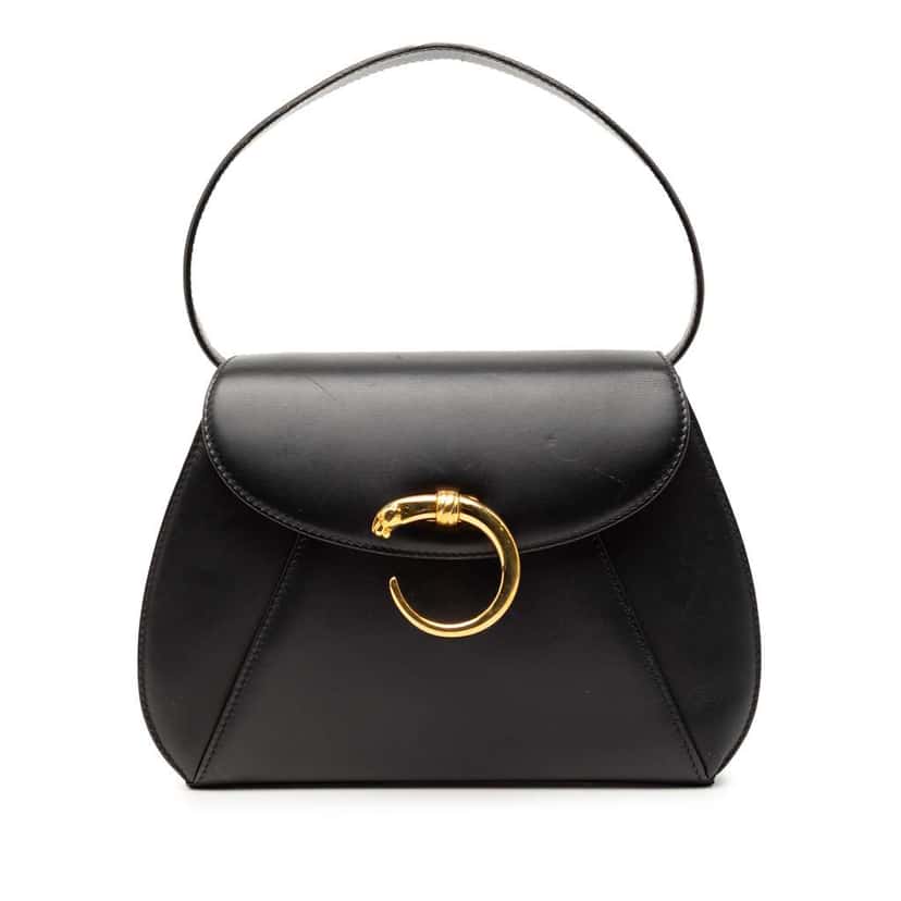 Cartier Leather Panthere Handbag Black Leather Good condition - Front View