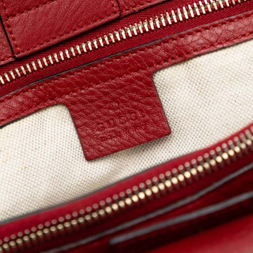 Gucci Medium Calfskin Bamboo Shopper Satchel Red Leather Good condition - Box View